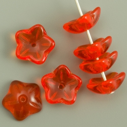 Czech Glass Flower Caps 10 mm Orange 10 pcs