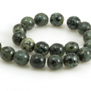 Round Green-Grey Picasso Czech Beads 6 mm 20 pcs