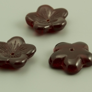 Czech Glass Bead-Caps 16mm Garnet Red 6 pcs