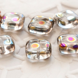 Czech Glass Beads 10 mm Transparent with Finish 10 pcs
