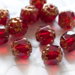 Cathedral Fire-Polished Beads 6mm Dark Red 10 pcs