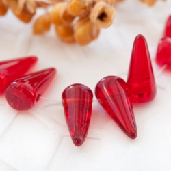 Czech Glass Spike Beads 5x10 mm Red 20 pcs