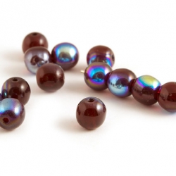 Czech Round Glass Beads 6 mm Garnet Red AB 20 pcs