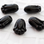 Czech Glass Tulip Beads 12x8 mm Black 10 pcs