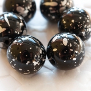 Czech Glass Beads 10 mm Black with Silver Finish 10 pcs
