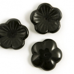 Czech Glass Bead-Caps 20 mm Black 4 pcs