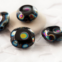 Czech Glass Beads 9x10 mm Black/Jet with Finish 10 pcs