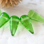 Czech Glass Spike Beads 6x14 mm Green 10 pcs