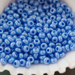 9/0 Czech Glass Seed Beads Preciosa 20g Luster Light Cornflower Blue