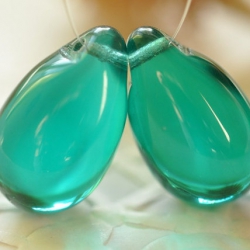 Czech Glass Drops Pendants 22x14 mm Aquamarine 2 pcs