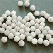 Czech Round Glass Beads 4 mm White with a Gray Marble Coating 50 pcs