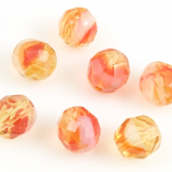 Fire Polished Givre Beads 8 mm Yellow-Red 10 pcs