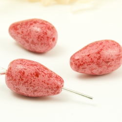 Czech Coated Pears 14x8 mm Pink-Red 6 pcs