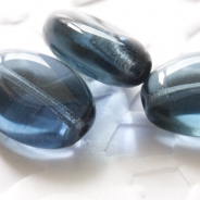 Czech Glass Beads Ovals 15x10 mm Gray-Blue 10 pcs