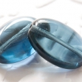 Czech Glass Oval Beads 18x13 mm Gray-Blue 6 pcs
