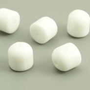 Czech Glass Rounded Tubes 8 mm White 10 pcs