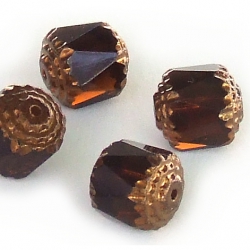 Cathedral Fire-Polished Beads 10x9 mm Brown 4 pcs