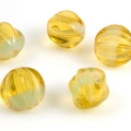 Fluted Givre Glass Beads 10 mm Yellow 10 pcs