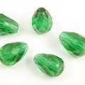 Fire Polished Pears 10x7 mm Emerald Green 10 pcs