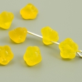 Czech Glass Beads 7mm Button Flower Yellow Matt 15 pcs