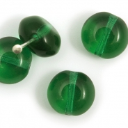 Czech Glass Donuts 9 mm Emerald Green 10 pcs