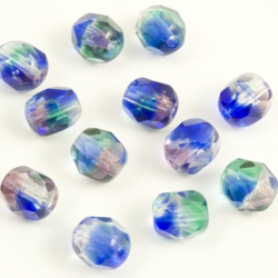 Fire Polished Beads 6 mm Blue-Green 20 pcs