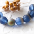 Czech Round Glass Beads 7 mm Blue AB Mat 10 pcs