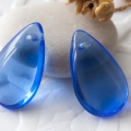 Czech Glass Drops/Pendants 17x10 mm Blue Transparent 6 pcs